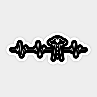 UFO Alien Heartbeat Love Line Funny Sticker